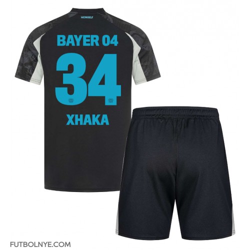 Camiseta Bayer Leverkusen Granit Xhaka #34 Tercera Equipación para niños 2024-25 manga corta (+ pantalones cortos)